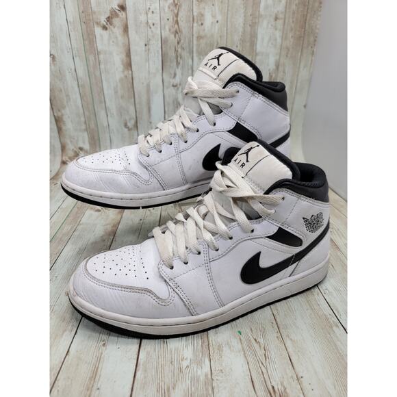 Jordan Air Jordan 1 Mid White Black Mens 8.5 Athletic Sneaker Mid Top DQ8426-132 main image 6